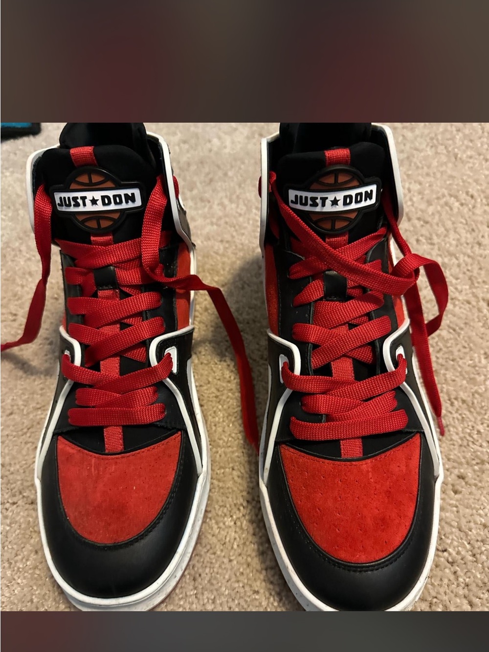 Just Don Black & Red High-Top Sneakers